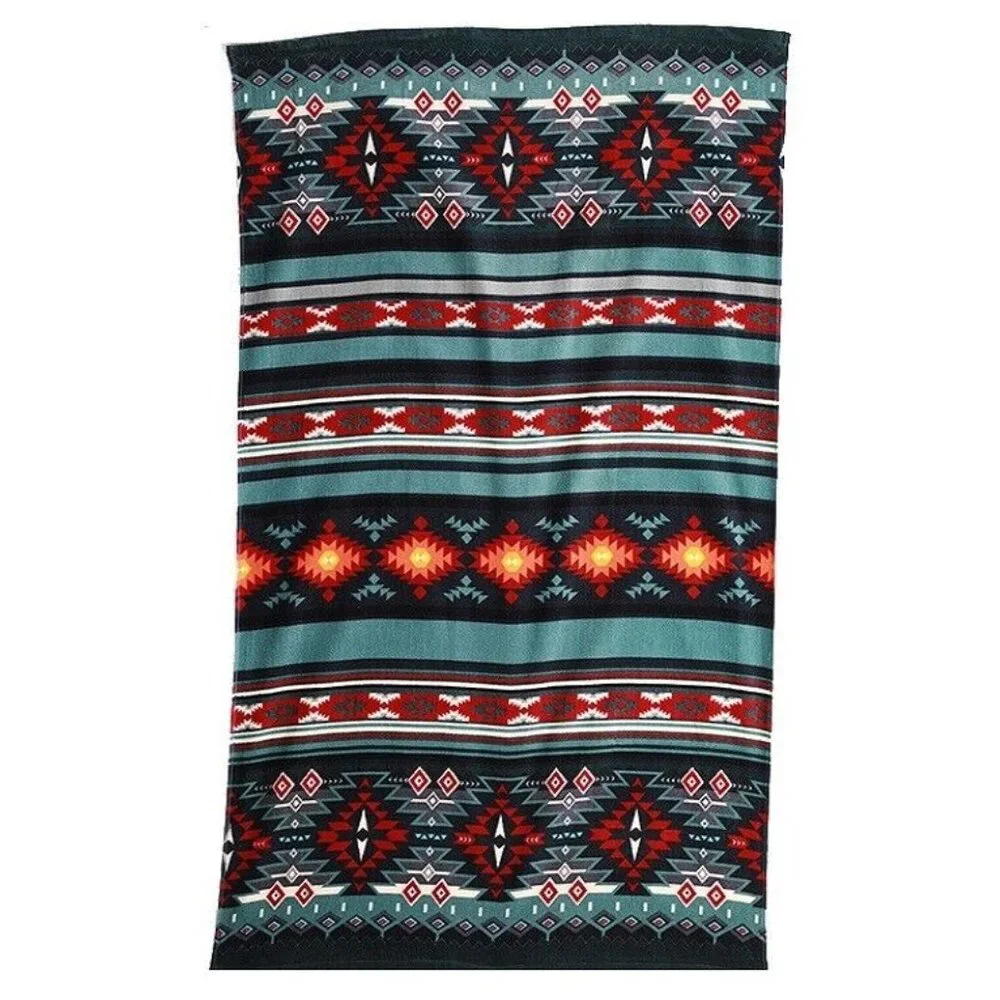 New Teal Blue Oversized Southwest Bath Beach Pool Gift Towel Aztec Navajo Black